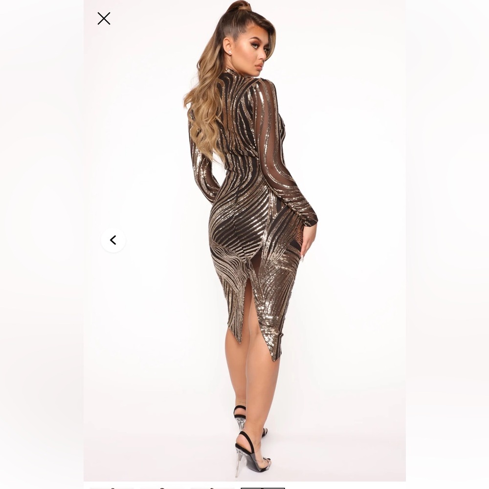 Fashion Nova Black Headed To The Grammy’s Sequin Midi Dress - Picture 2 of 9